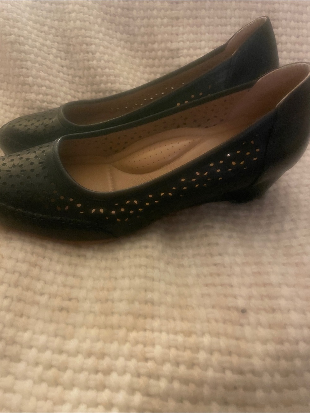 Perforated Black Women's Wedge Flats